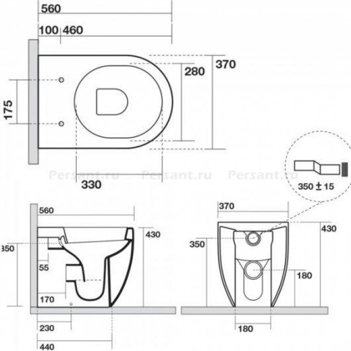 Приставной унитаз KERASAN Flo 311801 белый