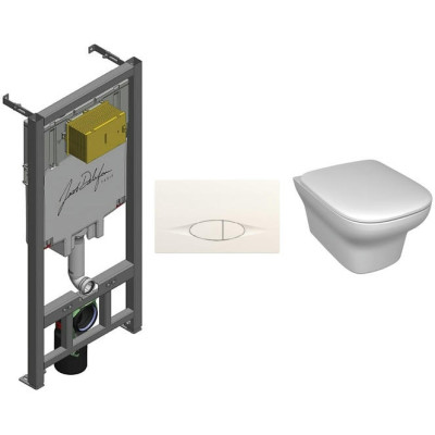 Комплект унитаз Jacob Delafon Vox E29025-NF+E29026-01R+EDM102-00+E20142-00 с инсталляцией, клавишей и сиденьем