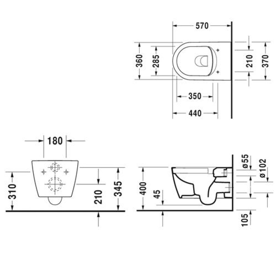 Унитаз подвесной Duravit ME by Starck Rimless 45290900A1 (2529090000+0020090000) с сиденьем микролифт