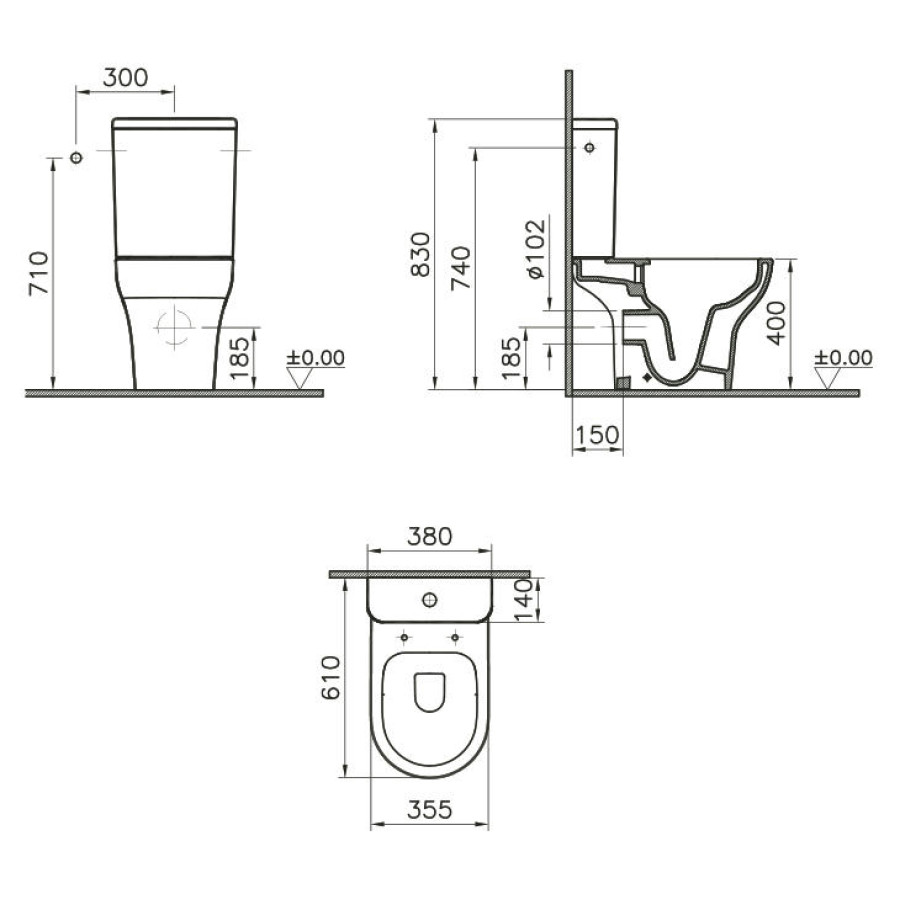 Унитаз Vitra Zentrum Rim-Ex 9824b003-7207