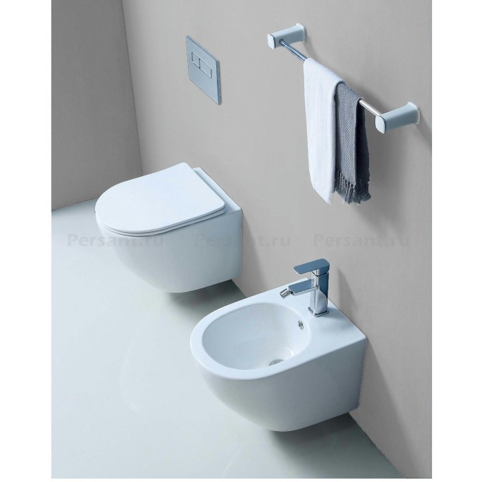 Подвесной унитаз Grossman безободковый, смыв "торнадо" GR-4455SQ белый, с сиденьем микролифт