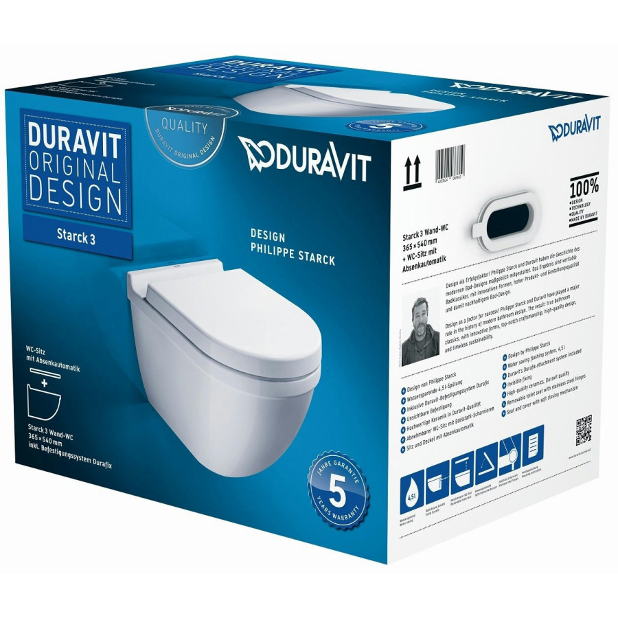 Подвесной унитаз Duravit Starck 3 42250900A1 (2225090000+0063890000)