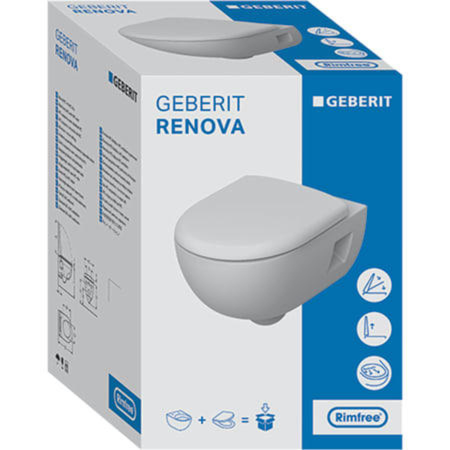 Подвесной унитаз Geberit Renova T54 Rimfree (203070) 500.800.00.1 с сиденьем