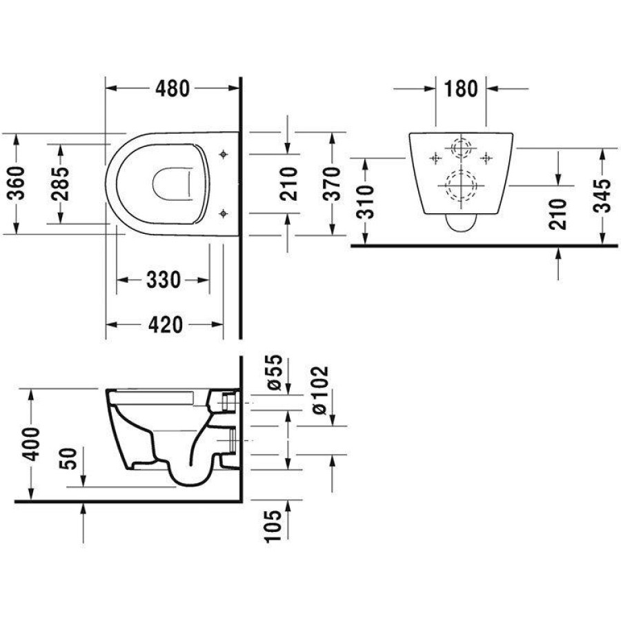 Подвесной унитаз Duravit ME by Starck 2530090000 безободковый