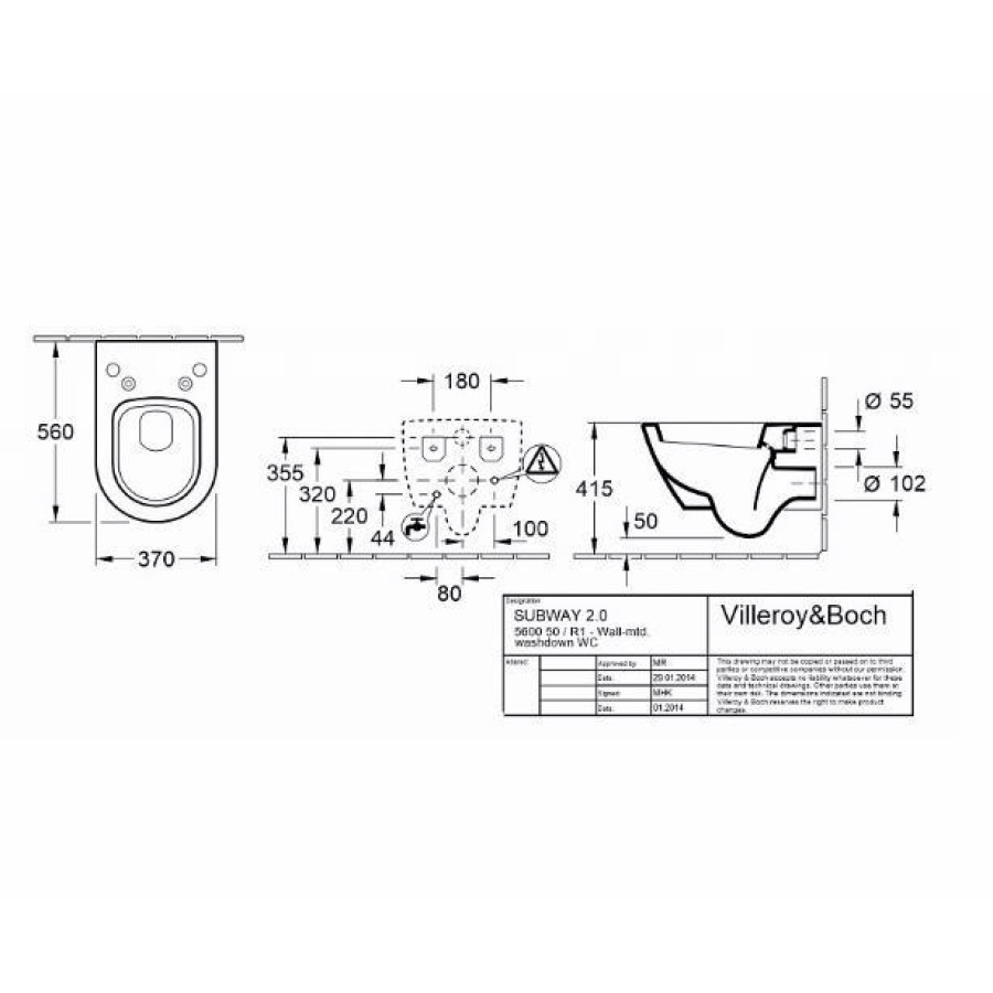 Подвесной унитаз Villeroy&Boch Subway 2.0 560050R1