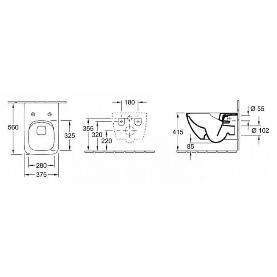 Подвесной унитаз Villeroy&Boch Venticello 4611R001 безободковый