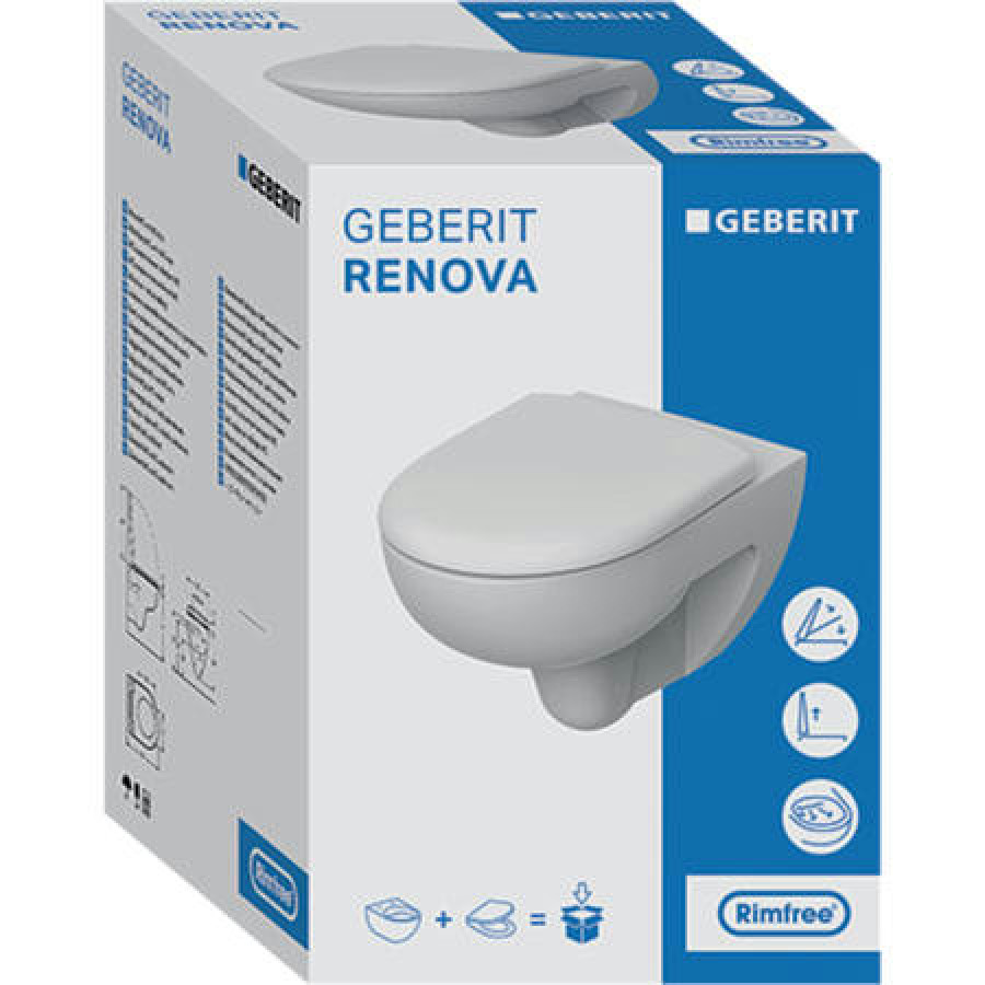 Подвесной унитаз Geberit Renova T54 Rimfree (203050) 500.801.00.1 с сиденьем