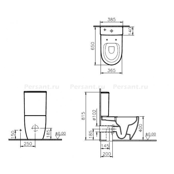 Напольный унитаз Vitra Sento Rim-Ex 9830B003-7203 безободковый с сиденьем микролифт