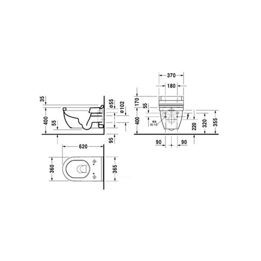 Подвесной унитаз Duravit Starck 3 22265900001-WG