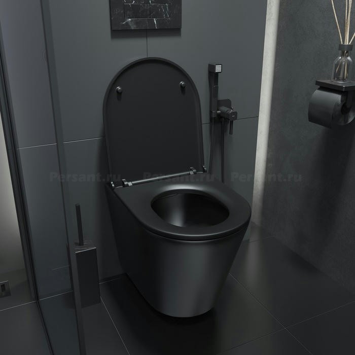 Подвесной унитаз IDDIS Calipso безободковый с сиденьем микролифт CALR3BMi25 черный