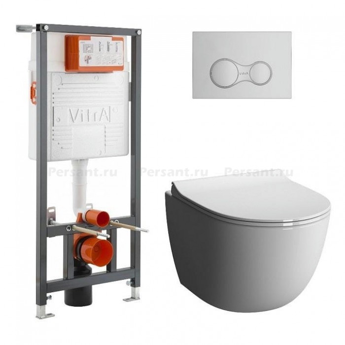 Комплект 4 в 1 Vitra Sento 9830B003-7207 безободковый унитаз с сиденьем микролифт