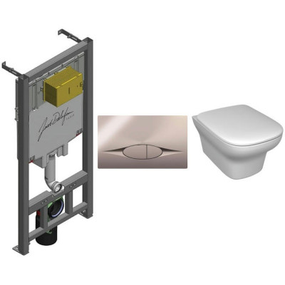 Комплект унитаз Jacob Delafon Vox E29025-NF+E29027-CP+EDM102-00+E20142-00 с инсталляцией, клавишей и сиденьем