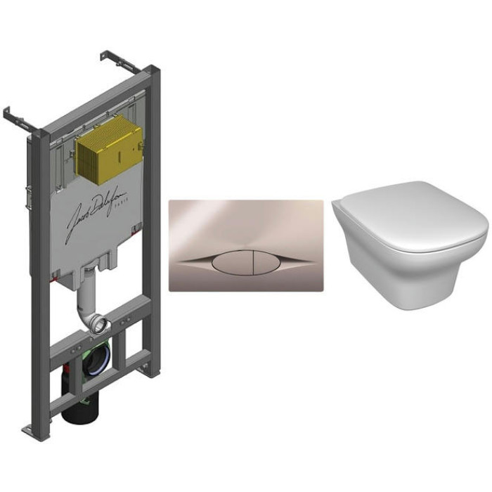 Комплект унитаз Jacob Delafon Vox E29025-NF+E29027-CP+EDM102-00+E20142-00 с инсталляцией, клавишей и сиденьем