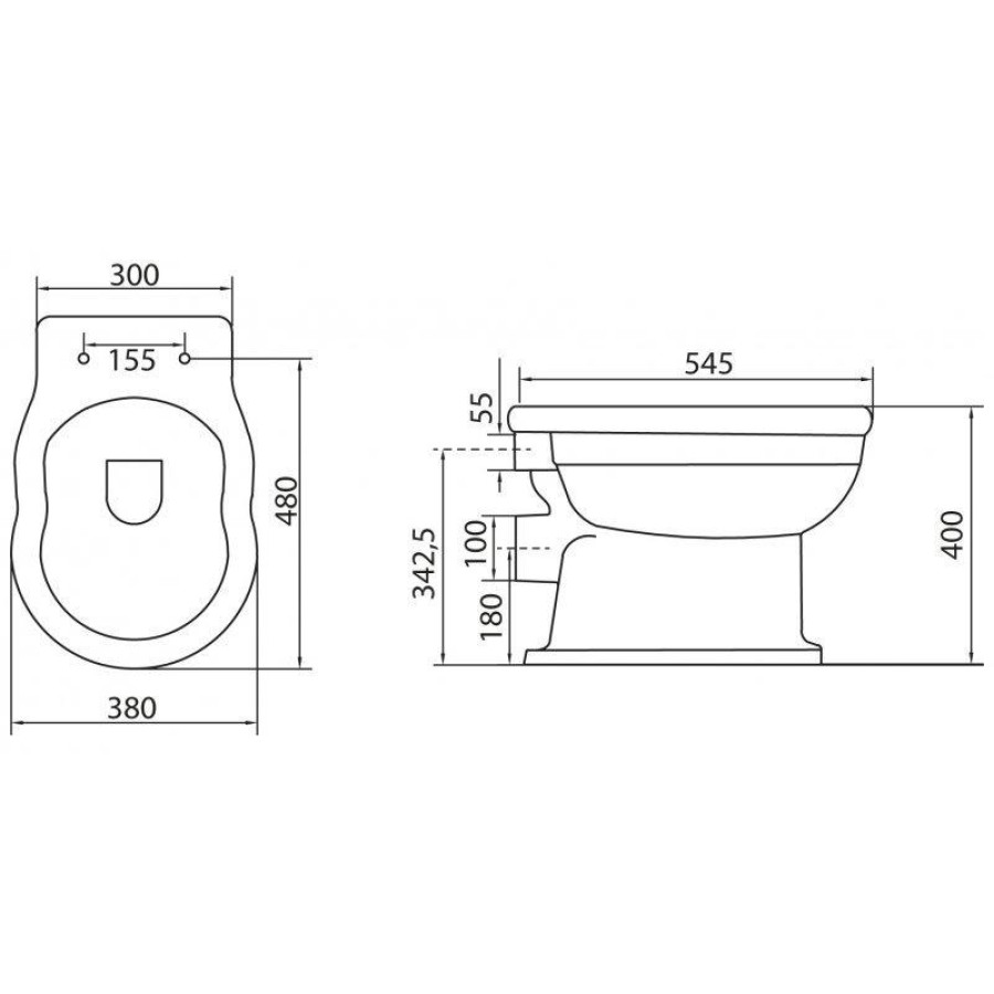 Приставной унитаз BelBagno BOHEME BB115CB