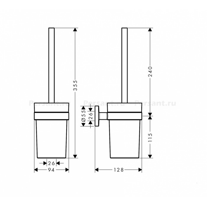 Hansgrohe Logis Universal 41722000 Ершик для унитаза (хром, матовое стекло)