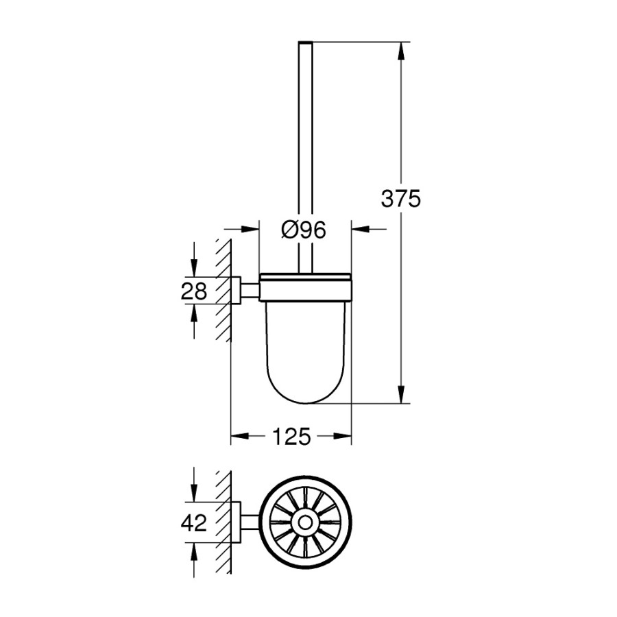 GROHE Essentials Cube 40513AL1 Ёршик для унитаза, настенный (темный графит - шлифованный)