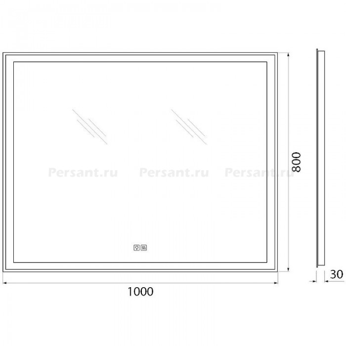Зеркало BelBagno 100x80 SPC-GRT-1000-800-LED-TCH-WARM с подсветкой и антизапотевателем