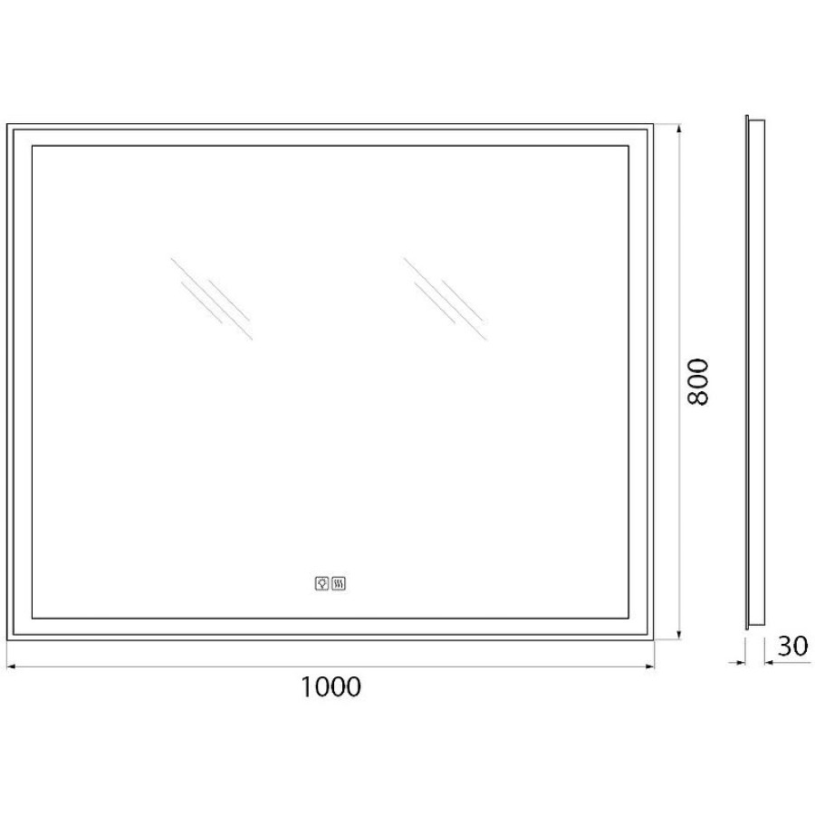 Зеркало BelBagno SPC-GRT-1000-800-LED-TCH-WARM с подсветкой с подогревом с сенсорным выключателем