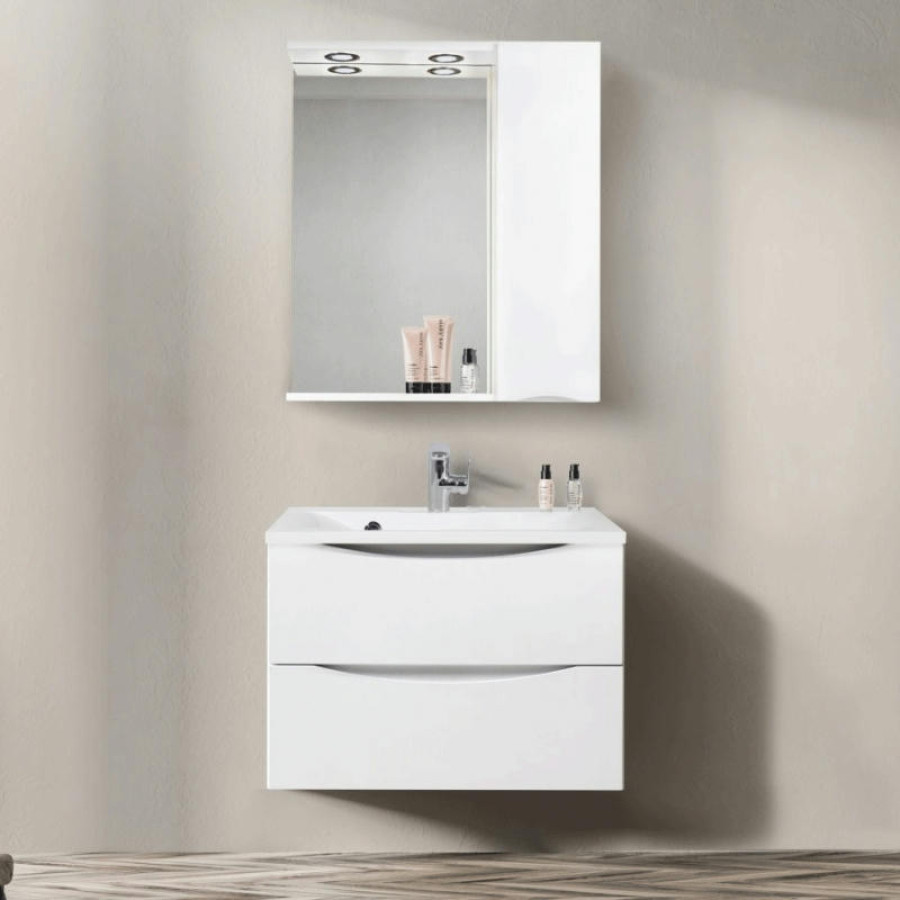 Зеркало со шкафом BelBagno MARINO-SPC-800/750-1A-BL-P-R 80 с подсветкой Bianco Lucido