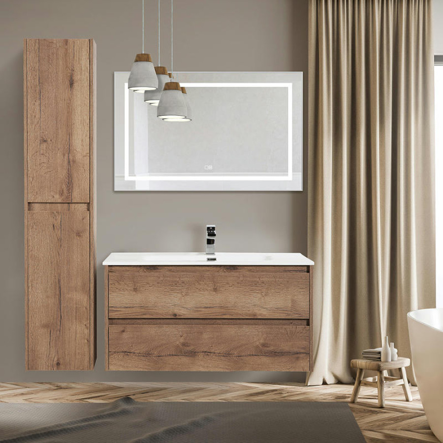 Зеркало BelBagno Kraft 98.5 SPC-KRAFT-985-685-TCH-WARM с подсветкой с подогревом Сатин с сенсорным выключателем