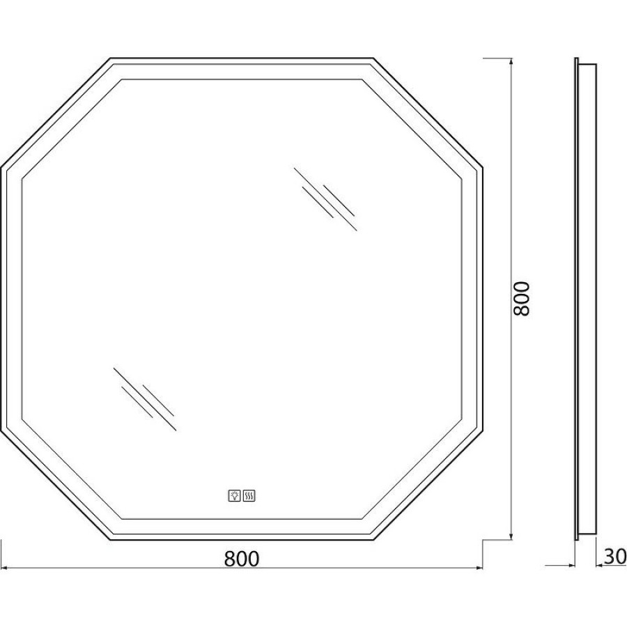 Зеркало BelBagno 80 SPC-OTT-800-800-LED-TCH-WARM с подсветкой с подогревом с сенсорным выключателем