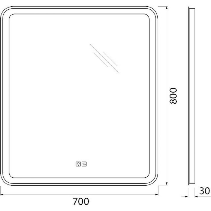 Зеркало BelBagno Marino 70 SPC-MAR-700-800-LED-TCH-WARM с подсветкой и антизапотевателем