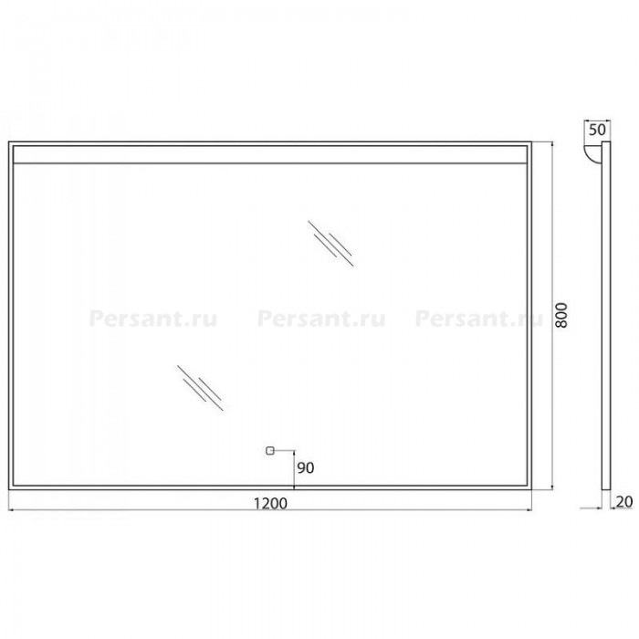 Зеркало BelBagno Uno 120x80 SPC-UNO-1200-800-TCH с подсветкой с сенсорным выключателем