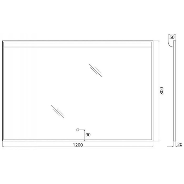 Зеркало BelBagno Uno 120x80 SPC-UNO-1200-800-TCH с подсветкой с сенсорным выключателем