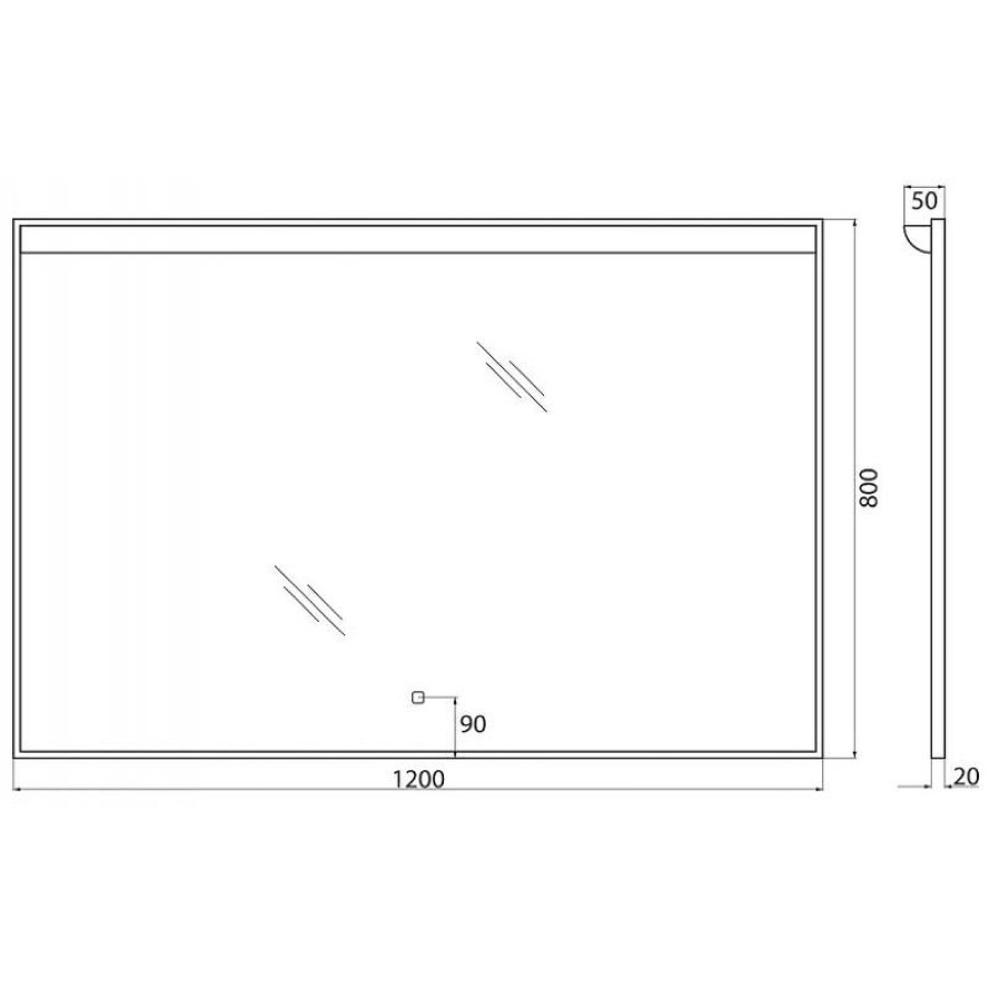 Зеркало BelBagno SPC-UNO-1200-800-TCH с подсветкой с сенсорным выключателем