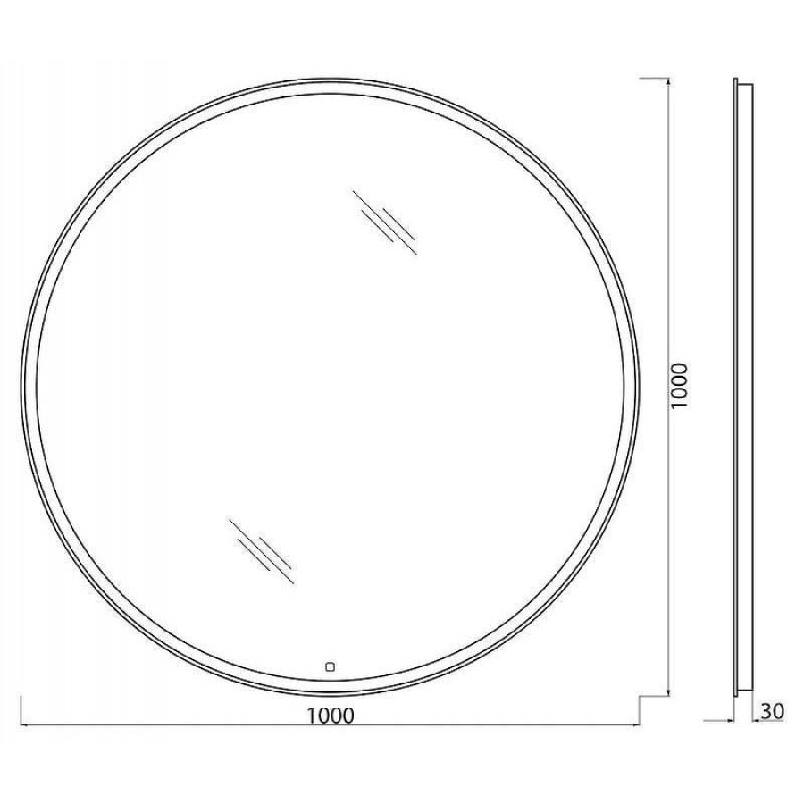 Зеркало BelBagno SPC-RNG-1000-LED-TCH с подсветкой с сенсорным выключателем