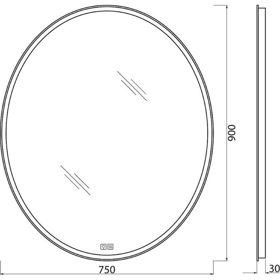 Зеркало BelBagno 75 SPC-VST-750-900-LED-TCH-WARM с подсветкой с подогревом с сенсорным выключателем