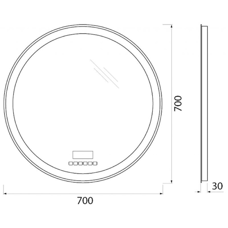 Зеркало BelBagno SPC-RNG-700-LED-TCH-RAD с подсветкой с сенсорным выключателем с bluetooth с термометром с радио