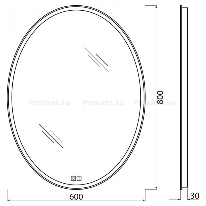 Зеркало BelBagno 60x80 SPC-VST-600-800-LED-TCH-WARM с подсветкой и антизапотевателем