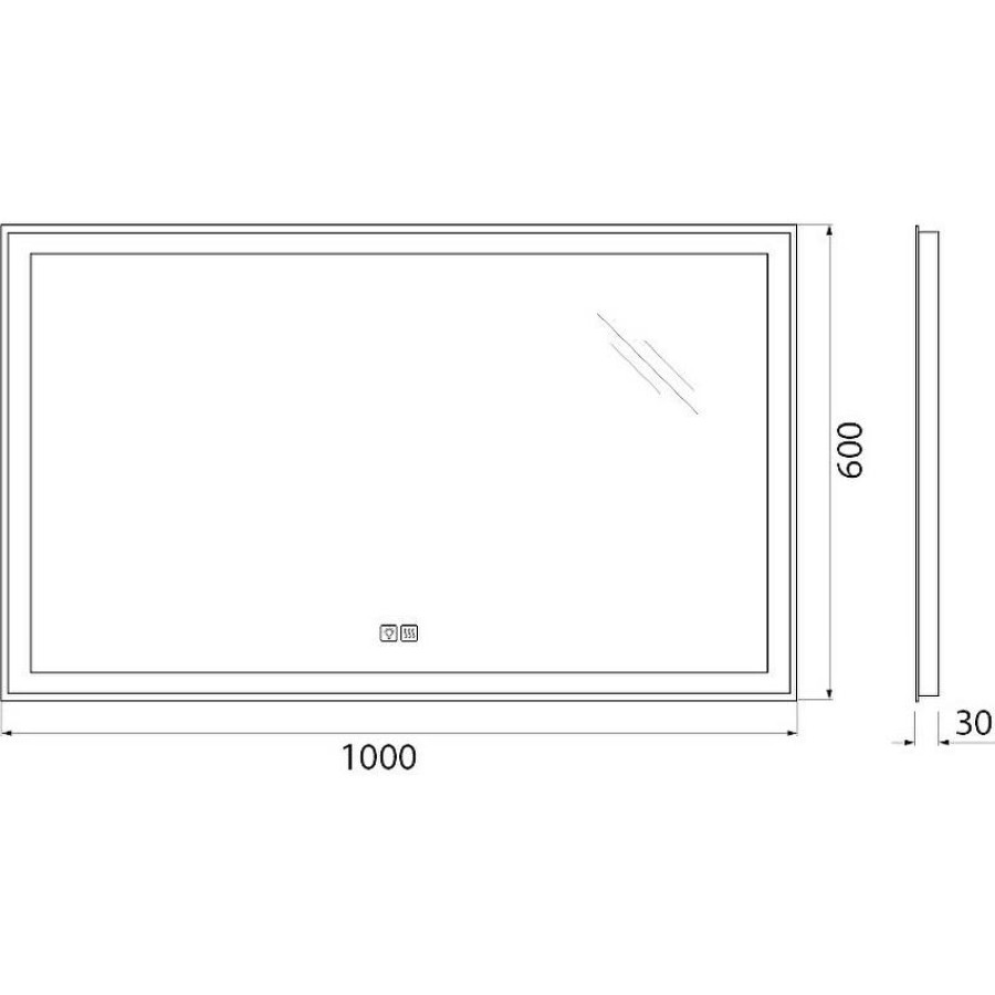 Зеркало BelBagno 100 SPC-GRT-1000-600-LED-TCH-WARM с подсветкой с подогревом с сенсорным выключателем