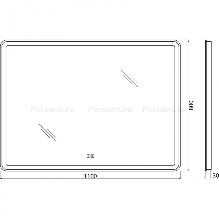 Зеркало BelBagno 110 SPC-MAR-1100-800-LED-TCH-WARM с подсветкой и антизапотевателем