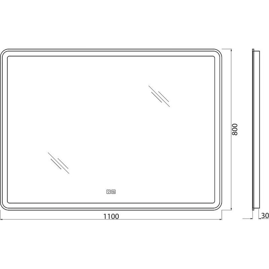 Зеркало BelBagno Marino 110 SPC-MAR-1100-800-LED-TCH-WARM с подсветкой с подогревом с сенсорным выключателем