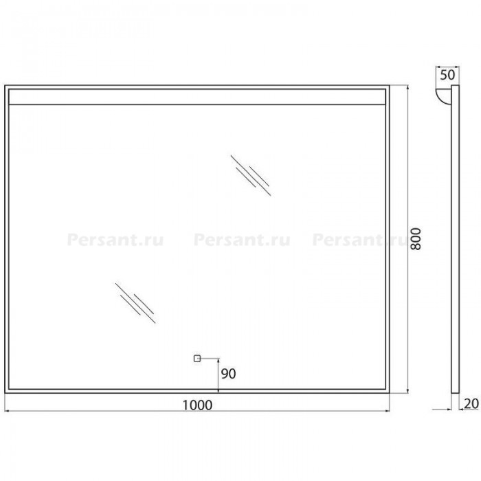 Зеркало BelBagno Uno 100x80 SPC-UNO-1000-800-TCH с подсветкой с сенсорным выключателем