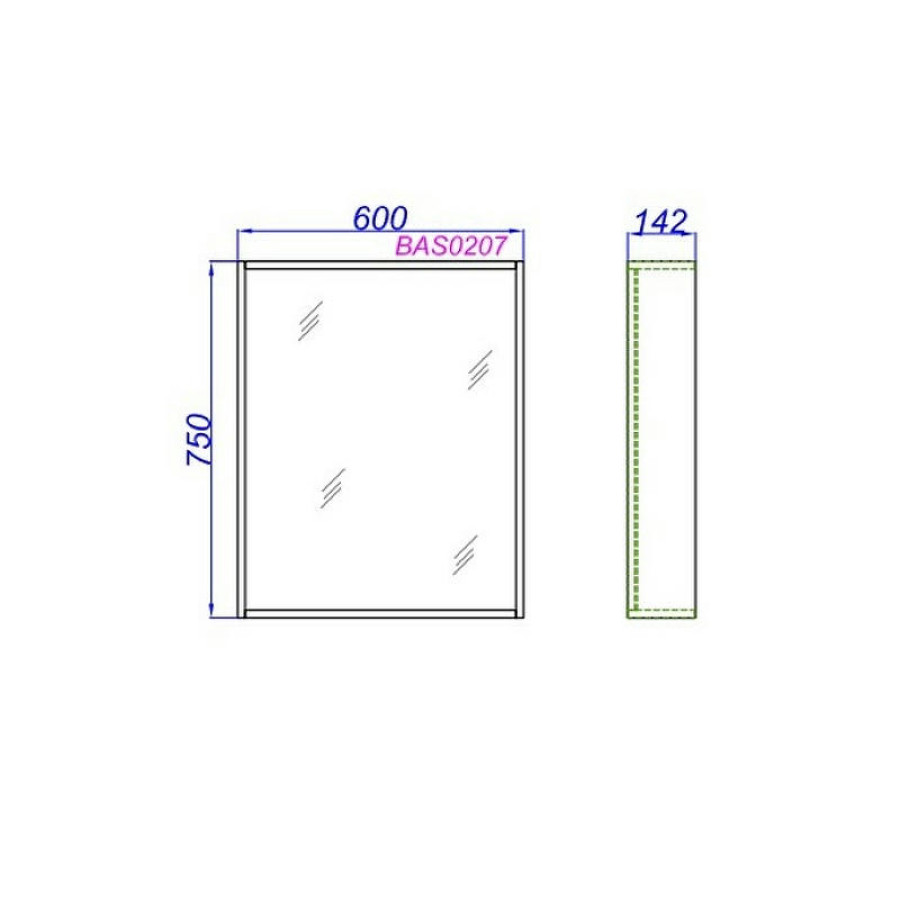 Зеркало Aqwella Basic 60 BAS0207DZ Дуб золотой