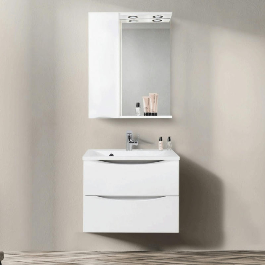 Зеркало со шкафом BelBagno MARINO-SPC-900/750-1A-BL-P-L 90 с подсветкой Bianco Lucido