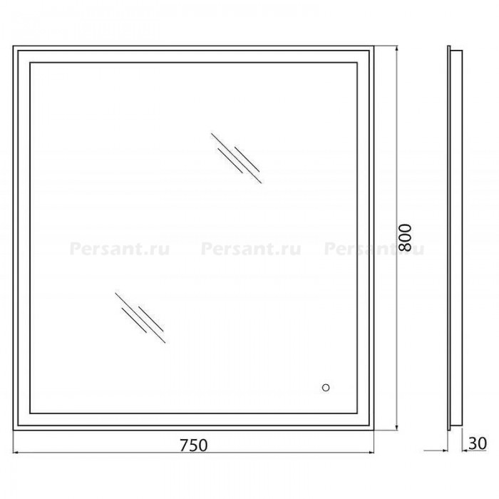 Зеркало BelBagno 75x80 SPC-GRT-750-800-LED-TCH с подсветкой и сенсорным выключателем