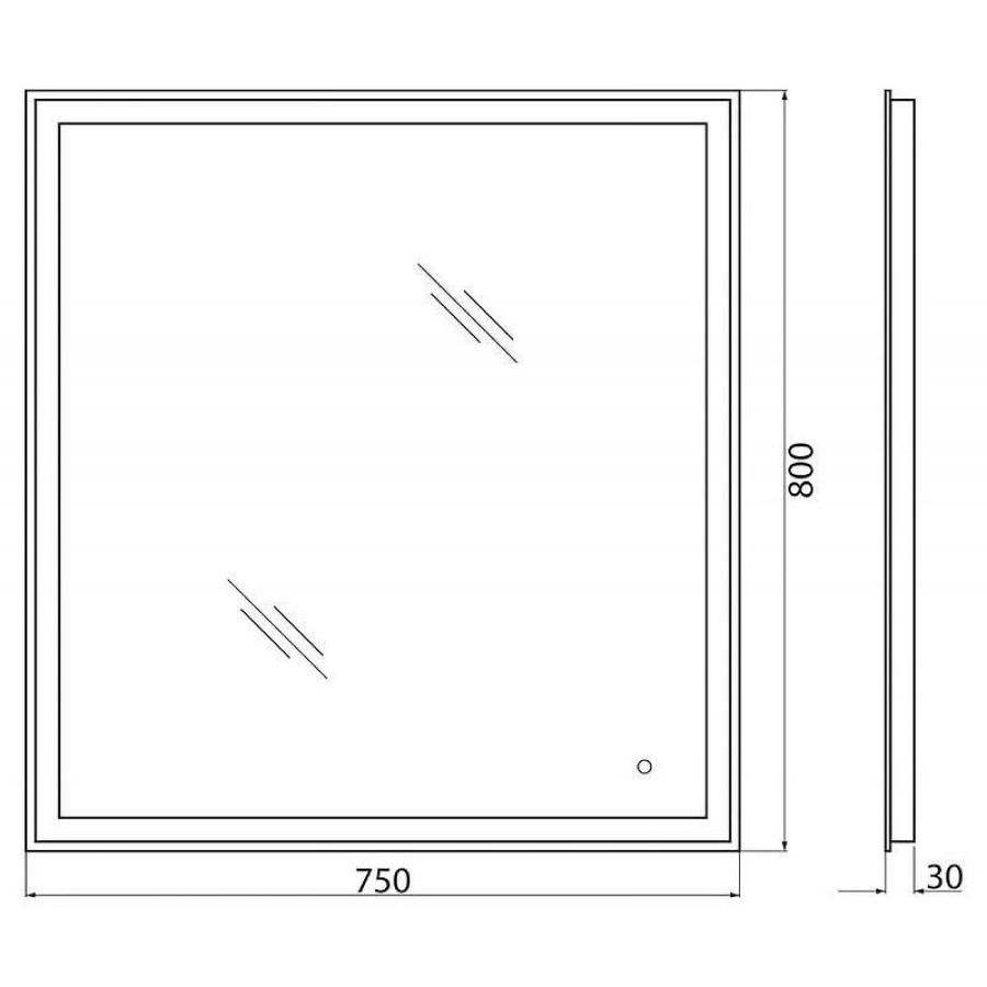 Зеркало BelBagno SPC-GRT-750-800-LED-TCH с подсветкой с сенсорным выключателем
