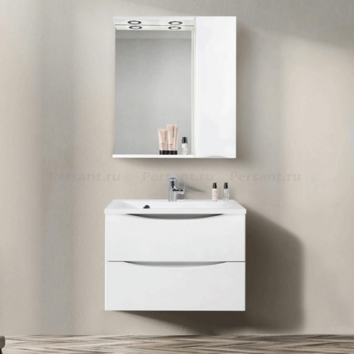 Зеркало-шкаф BelBagno Marino 70 MARINO-SPC-700/750-1A-BL-P-R с подсветкой Bianco Lucido
