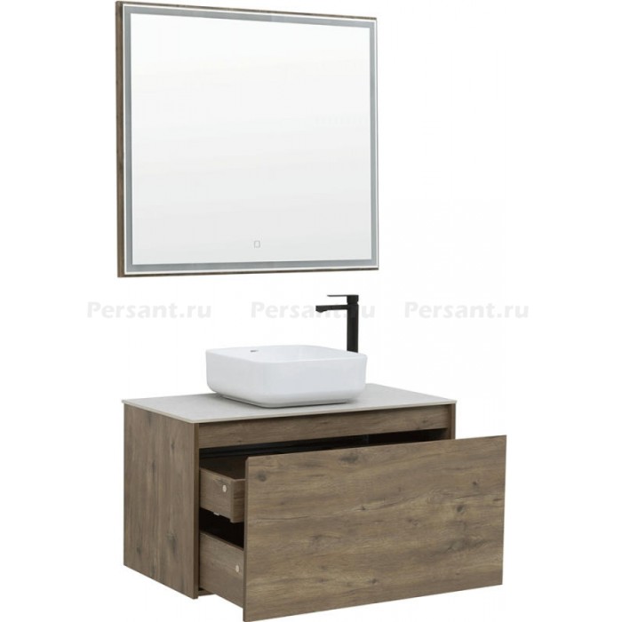 Зеркало Aquanet Nova Lite 90 249516 с подсветкой, дуб рустикальный