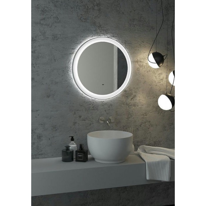 Зеркало Art&Max Napoli AM-Nap-800-DS-F-White с подсветкой с бесконтактным выключателем Белое матовое