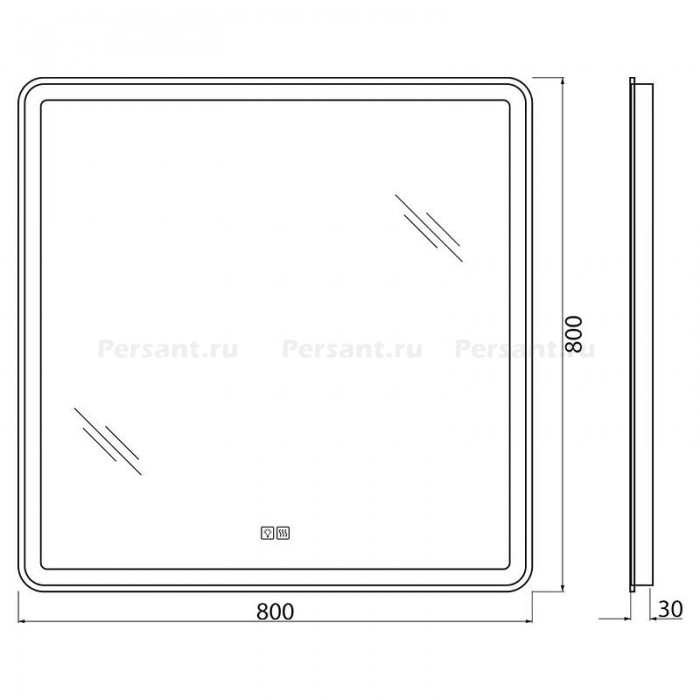 Зеркало BelBagno 80 SPC-MAR-800-800-LED-TCH-WARM с подсветкой и антизапотевателем