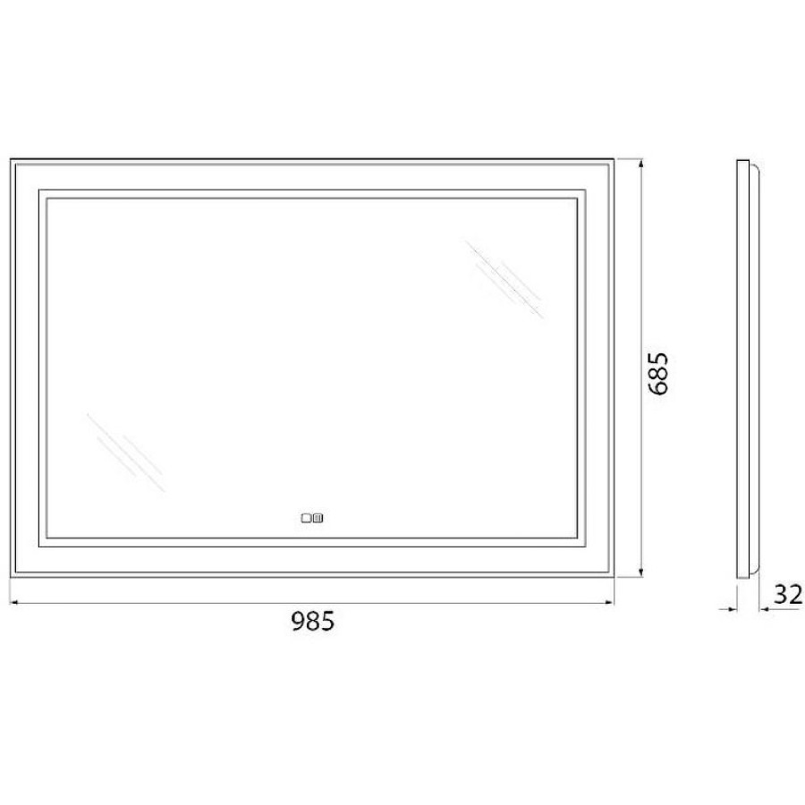 Зеркало BelBagno Kraft 98.5 SPC-KRAFT-985-685-TCH-WARM с подсветкой с подогревом Сатин с сенсорным выключателем