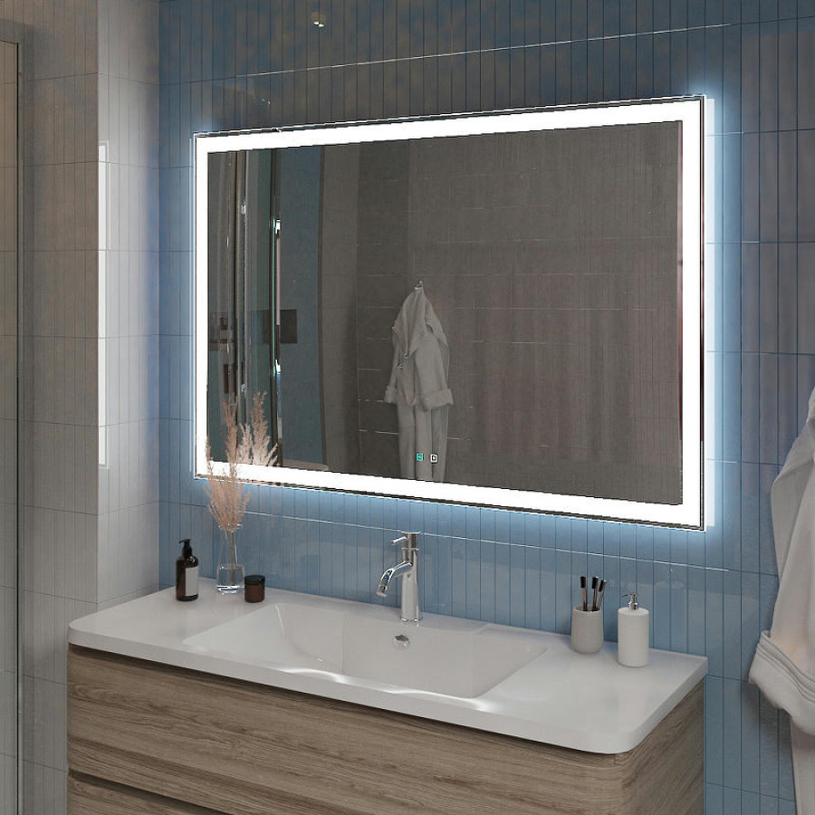 Зеркало BelBagno 120 SPC-GRT-1200-800-LED-TCH-SND с подсветкой с голосовым управлением и подогревом