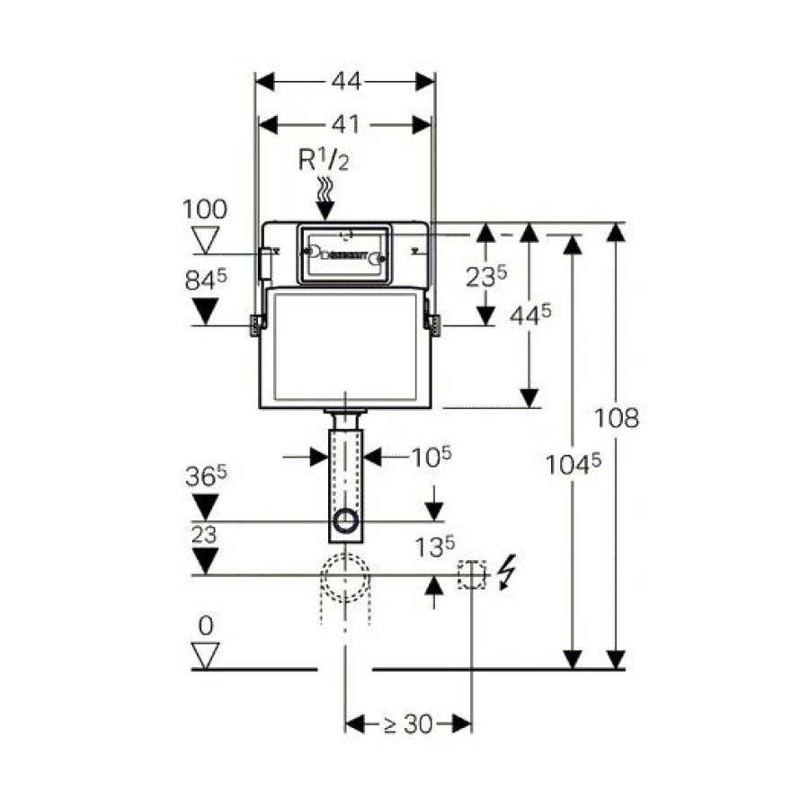 Скрытый бачок GEBERIT UP100 Delta 12 109.100.00.1