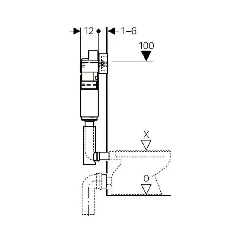 Скрытый бачок GEBERIT UP100 Delta 12 109.100.00.1