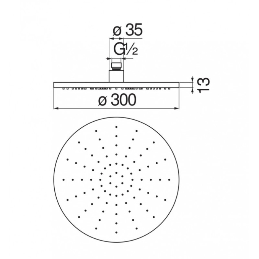 Верхний душ Nobili AD139/63FLP 30 см, глянцеый черный